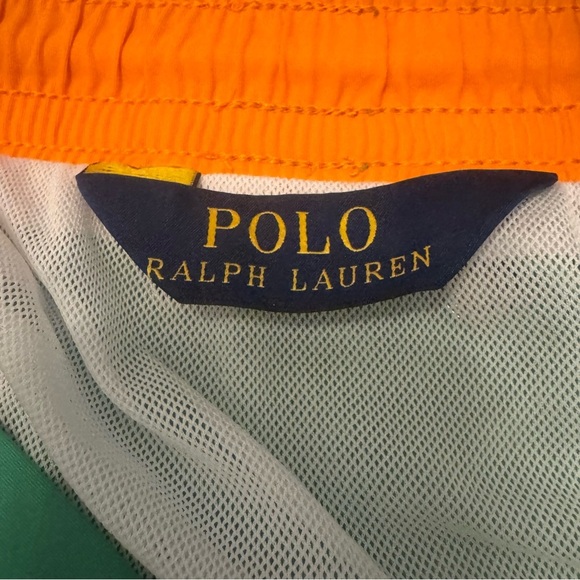 Polo Ralph Lauren Traveler Classic Swim Trunks Green with Orange Pony XLT - Picture 6 of 9